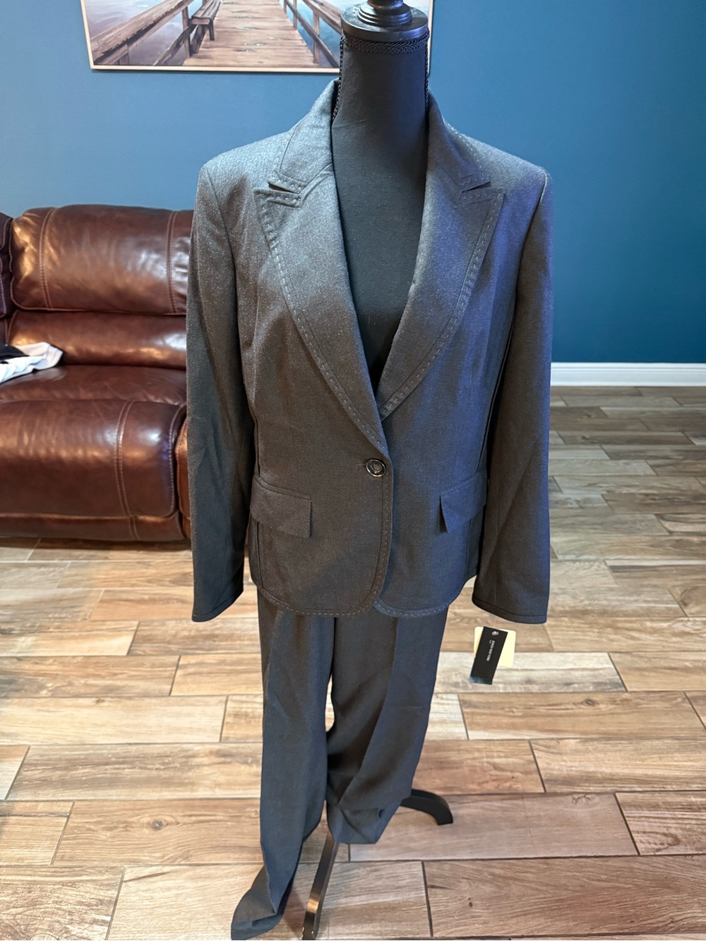 Jones New York Women's Gray Tailored Pantsuit